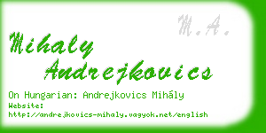 mihaly andrejkovics business card